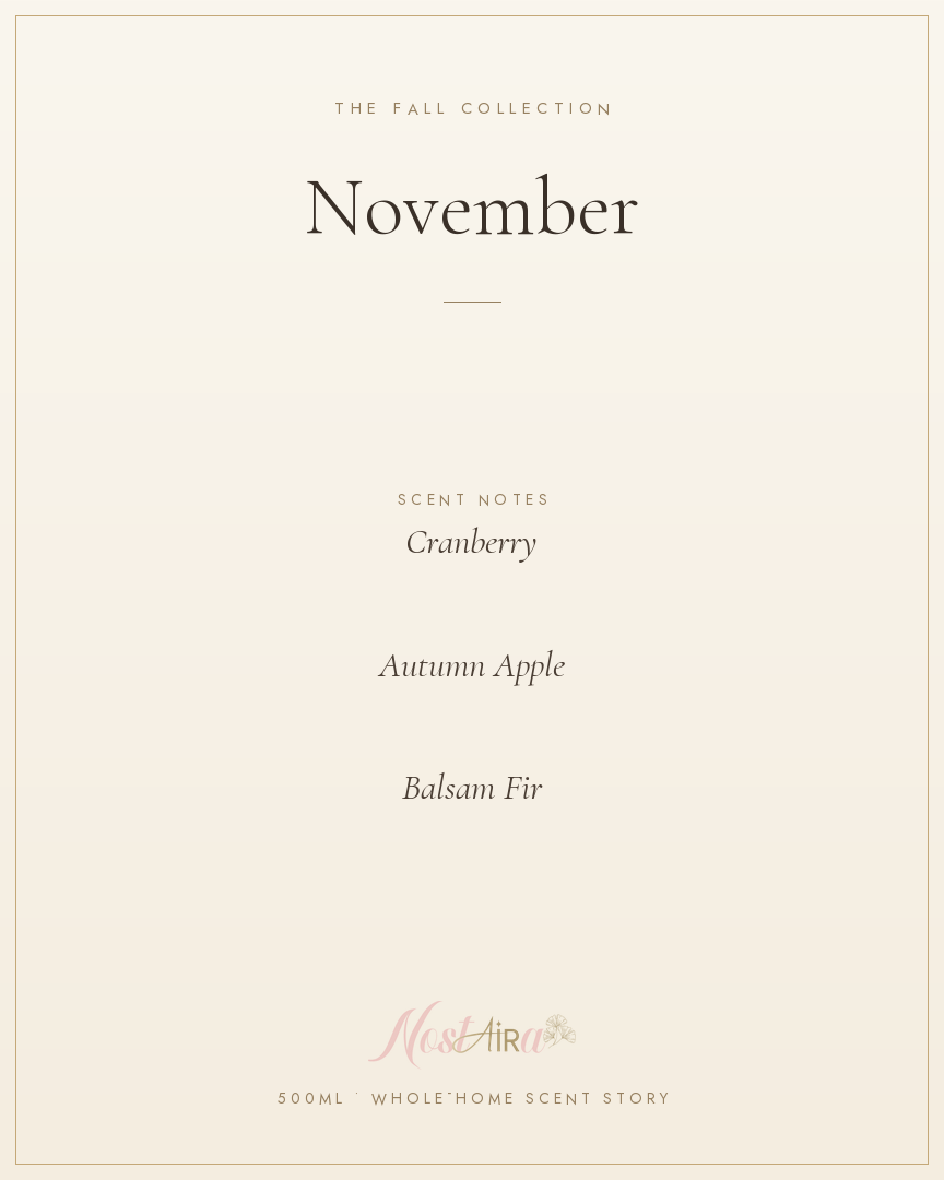 November scent notes: cranberry, autumn apple, balsam fir